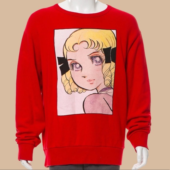 Rare Gucci Anime Print Knit Red Sweater 